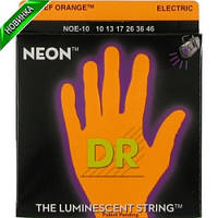 Струни для електрогітари сяючі DR NOE-10 NEON Hi-Def (10-46) Medium (помаранчевий колір)