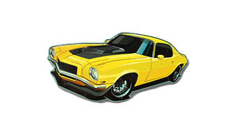 Металева табличка декор TP-002-P "Жовтий Muscle car" 55х28 см