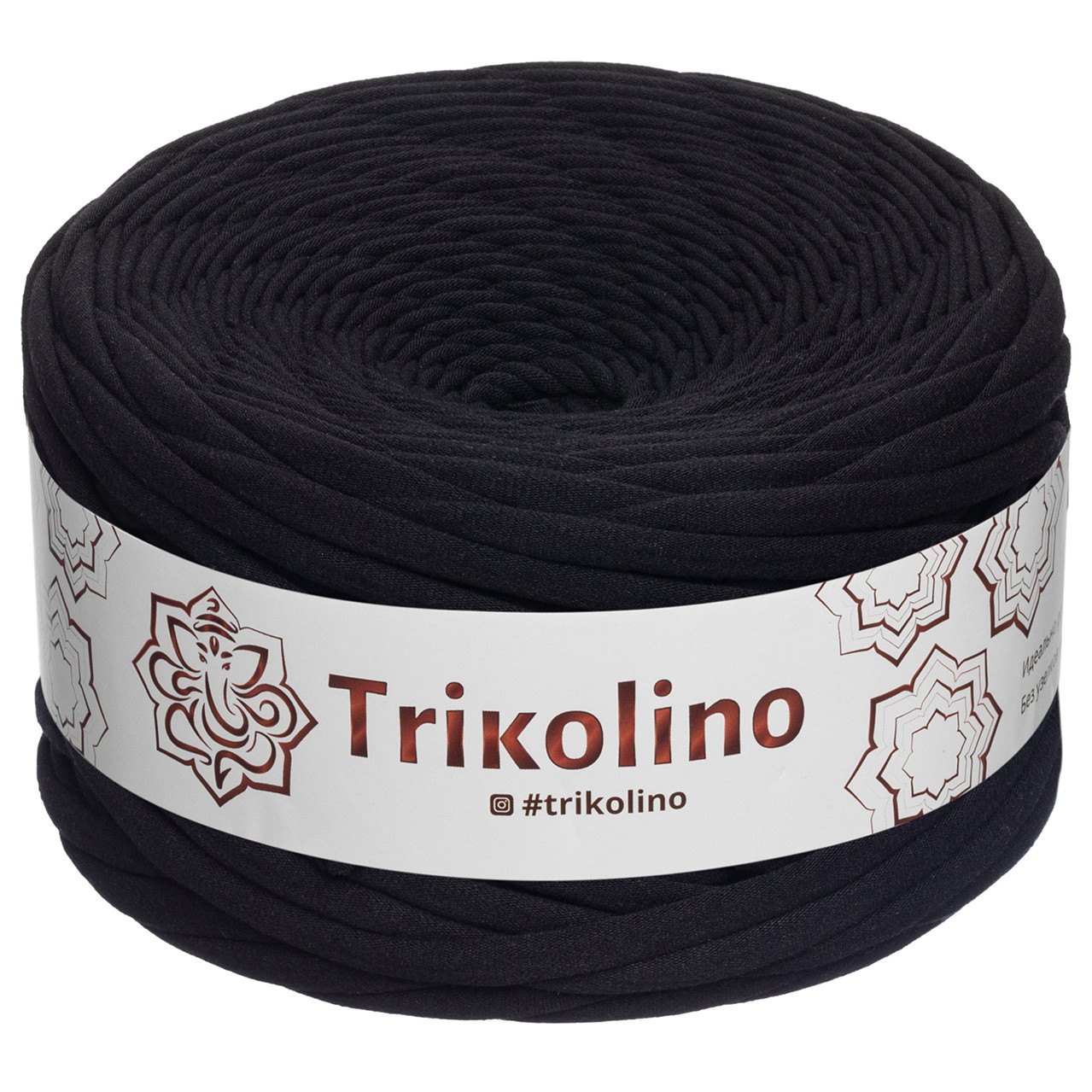 Трикотажна пряжа Trikolino, 7-9 мм., 50 м., Чорний, нитки для в'язання