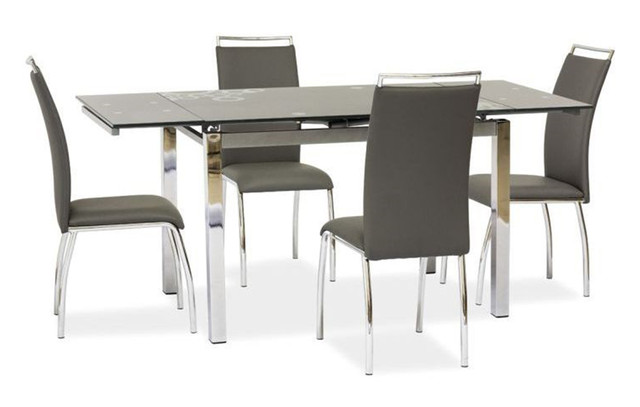 Сірий скляний стіл розкладний Signal GD-017 110-170х74см для кухні на прямокутних ніжках Польща Сірий скляний стіл розкладний Signal GD-017 110-170х74см для кухні на прямокутних ніжках Польща