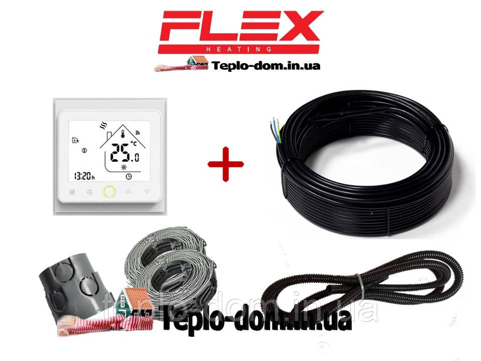 Двожильний нагрівальний кабель Flex 4м²-4,8м²/700Вт (40м) з WI-FI thermostat TWE02