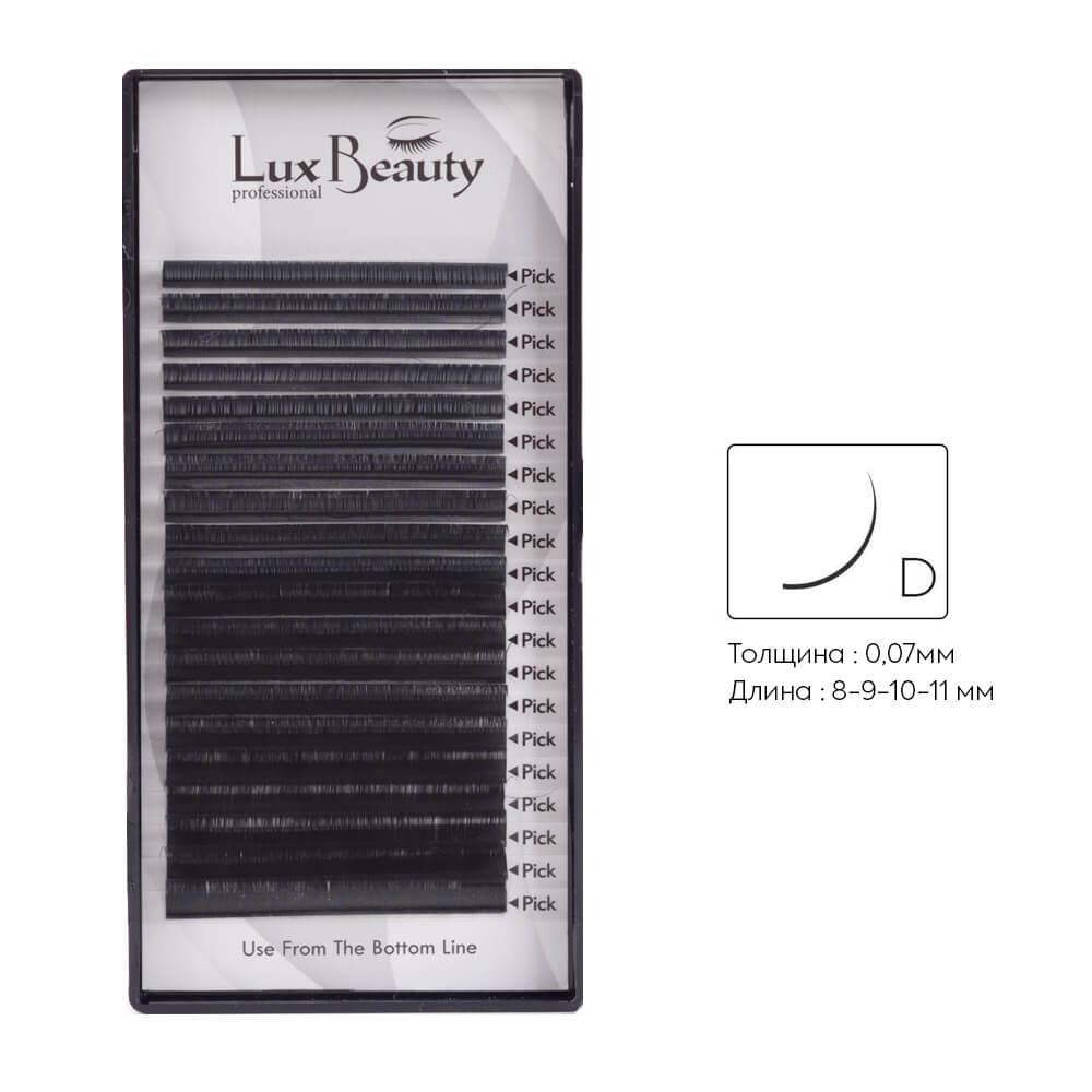 Вії вигин D-0.07 (20 рядів: 8-9-10-11мм) LUX BEAUTY
