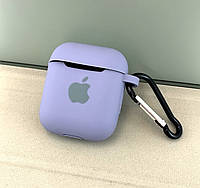 Чехол для AirPods silicone case с карабином голубой