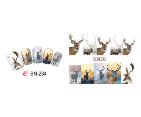 Слайдери для нігтів олені, розмір стікера 6*5см, інструкція по застосуванню є в описі, фото 1