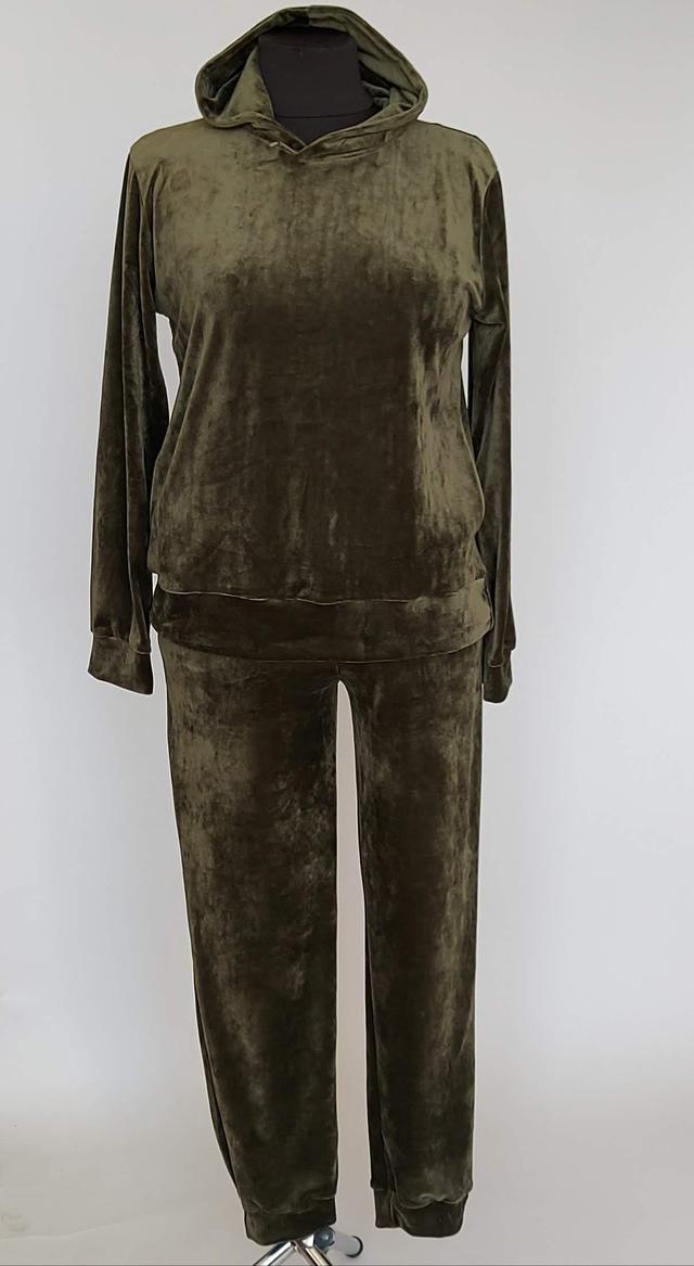 фотографія жіночий велюровий костюм з капюшоном без застібки