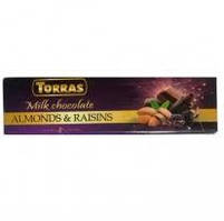 Молочний шоколад Torras Almonds&Raisins з мигдалем і родзинками, 300 g