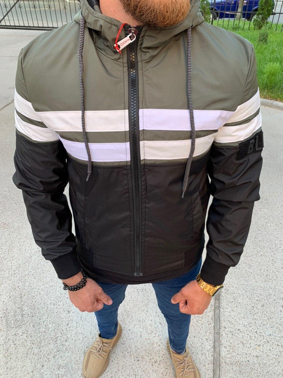 Чоловіча куртка вітровка Zago Black M453 хакі-чорна S, M, 2XL