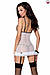 Сорочка прозрачная с пажами ORIHIME CHEMISE white L/XL - Passion, трусики, стрэпы gigante.com.ua, фото 2