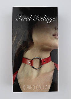 Чокер с кольцом Feral Feelings - O-Ring Collar красный, натуральная кожа gigante.com.ua