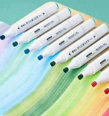 Набір двосторонніх фломастерів 60 кольорів для малювання AH-PM514-60 (круглий + скошений.) трикутні, фото 3