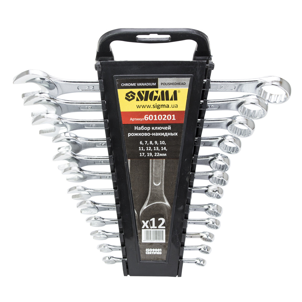 Ключі ріжково-накидні 12шт 6-22мм CrV head polished TM SIGMA