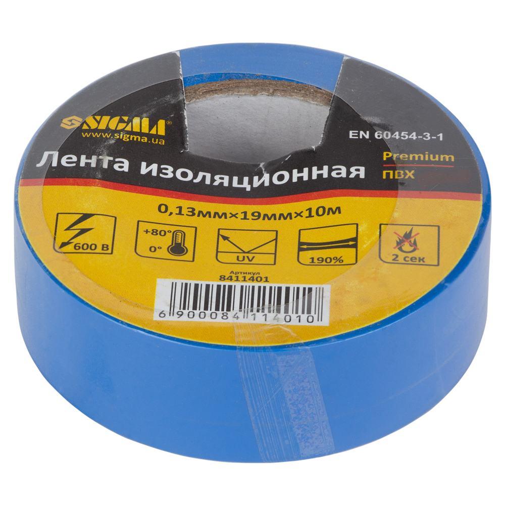 Ізолента ПВХ (синя) 0.13 мм×19мм×10м Premium SIGMA (8411401)