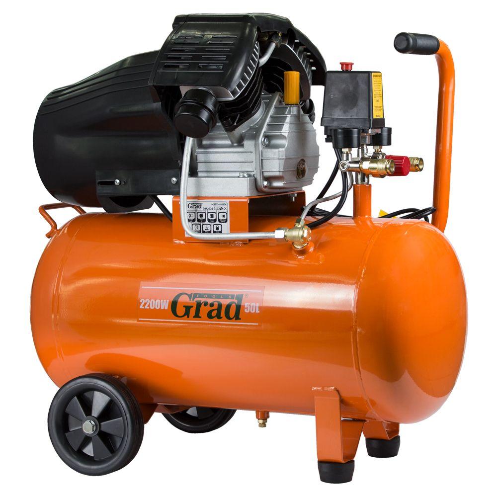 Компресор GRAD V (2,2 кВт, 386 л/хв, 8 бар, 50 л, 2 крана) 7043935, фото 1