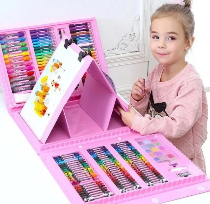 Дитячий набір для творчості малювання 208 предметів Pink (2_009513)