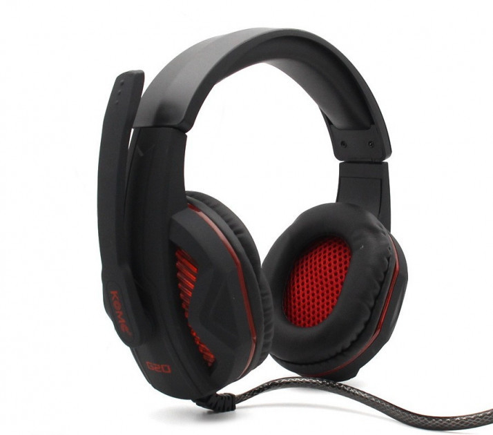 Навушники ігрові KOMC G20 з мікрофоном та підсвіткою USB+2xMini-Jack 3.5 mm Black-Red (2_009538)