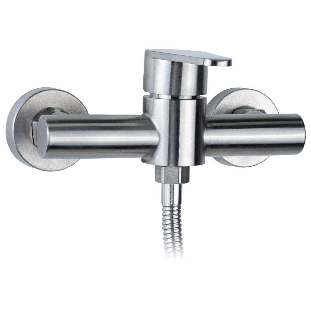 Змішувач для душу, душової кабіни (шланг 1,5 м, лійка, кронштейн, нержавіюча сталь) ТМ AQUATICA, фото 1