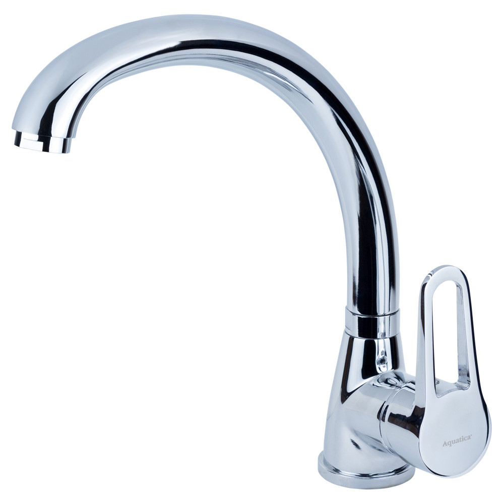 Змішувач для кухні ТМ AQUATICA (гуска вухо, картридж Ø35 мм, на гайці) кухонний кран, фото 1