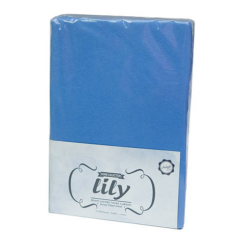 Простирадло з наволочками Lily полуторне 160x200x30 см трикотаж на гумці + 2 нав 50x70 см блакитне, фото 2