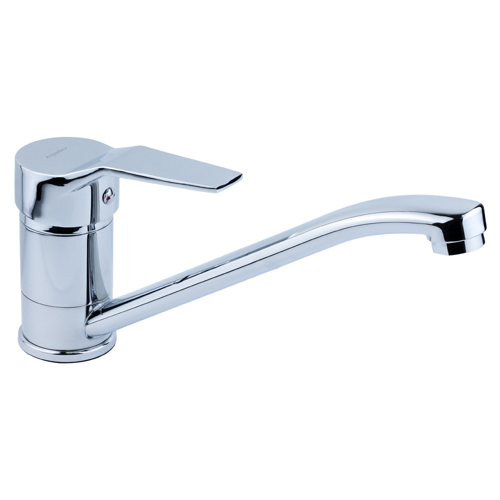 Змішувач кухонний на гайці ТМ AQUATICA (гусак прямий 250 мм, картридж Ø40 мм) кран на кухню, фото 1