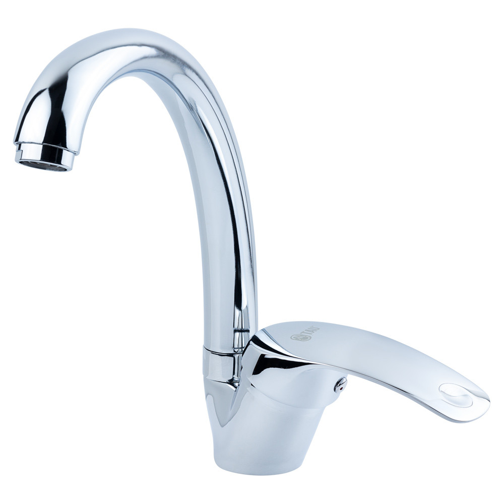 Змішувач для кухні на гайці (гусак вухо J-подібний, картридж Ø 40 мм) кухонний кран ТМ TAU, фото 1