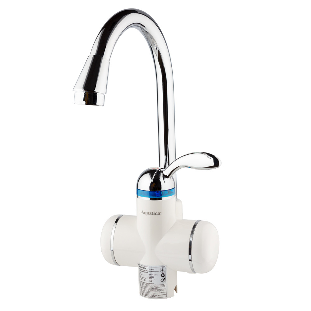Проточний водонагрівач для кухні, кран (3 кВт, 0,4-5 барів, на гайці, гусак вухо) ТМ AQUATICA, фото 1