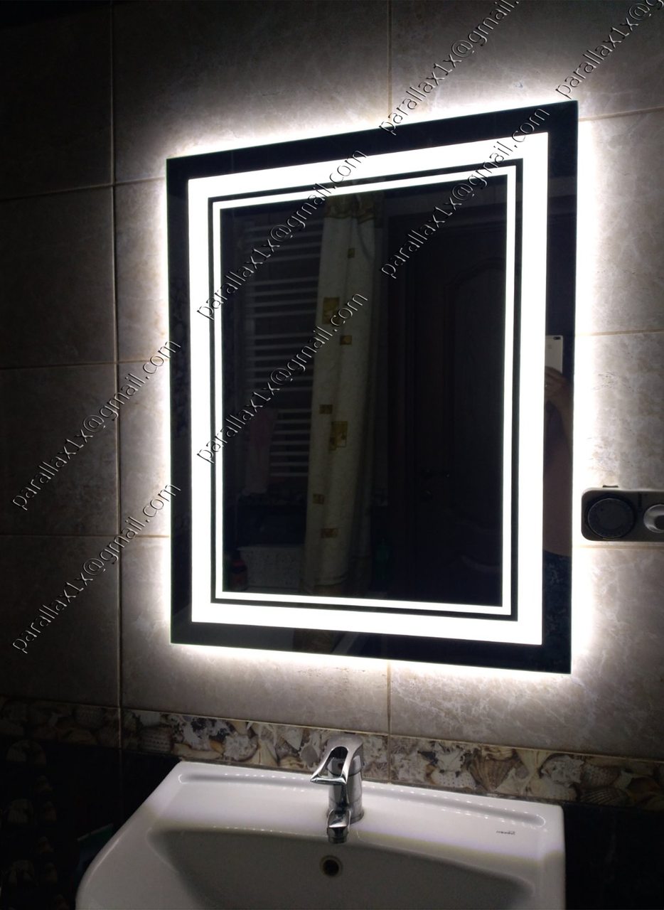Дзеркало з LED-підсвіткою й додатковою підсвіткою за контуром 600х800 мм, L8 (А)