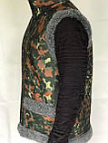 Жилетка з овечої вовни, жилет камуфляж з овчини чоловічий, безрукавка з овечої вовни, розміри 46-58, фото 4