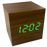 Настольные часы Wooden Watch Коричнево-зелёные (VST-869)