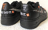 Wow! Nike Air Force 1 07 JDI кросівки чоловічі шкіряні чорні Just do it 46 розм, фото 10