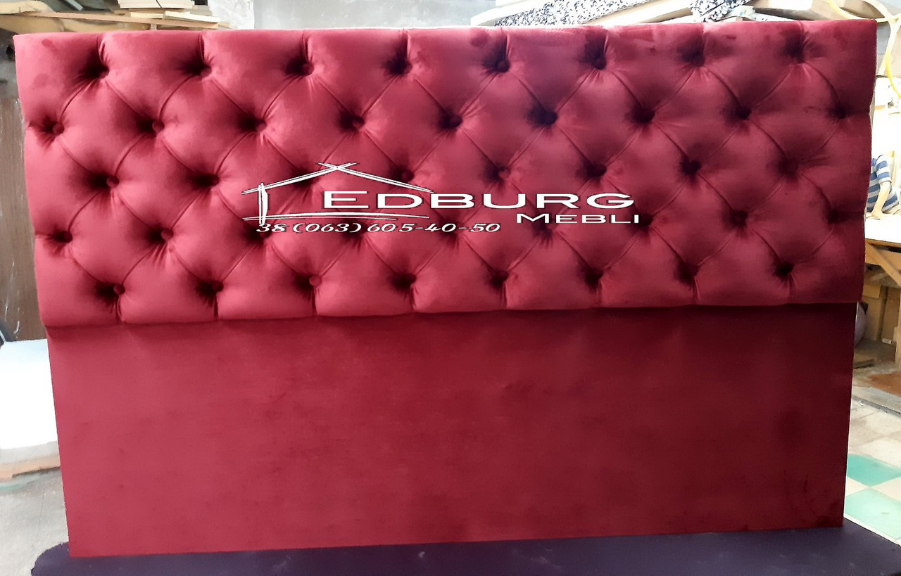 М'які спинки ліжка на замовлення з ґудзиками з велюру