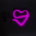 Неоновий світильник настінно-стельовий нічник - Серце зі стрілою, рожевий, 25x15 см, 3AA (140670), фото 4