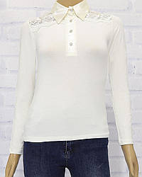 Блузка шкільна з довгим рукавом для дівчинки, трикотаж, на ґудзиках, Carrino Girls