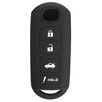 Чохол (чорний, силіконовий) для смарт ключа Mazda (Мазда) 4 кн.Mazda 2, 3, 5 ,6, AXELA, CX-3, CX-4,
