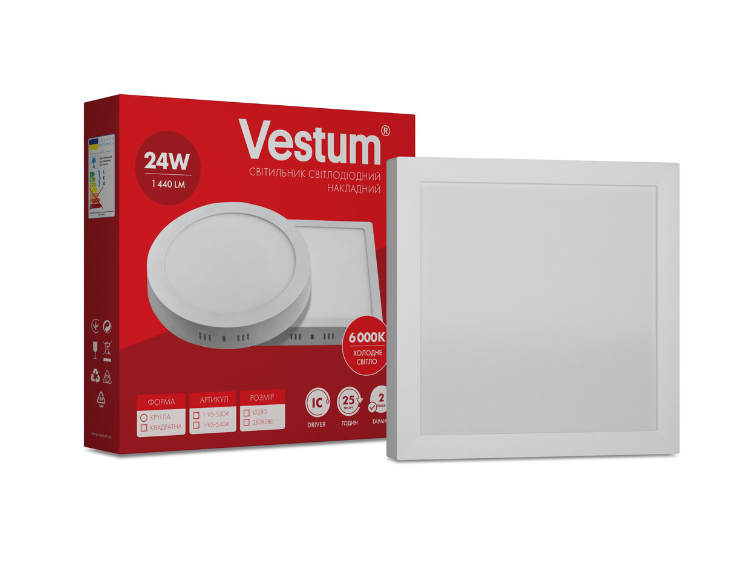 Світильник Led накладної квадратний Vestum 24W 6000K