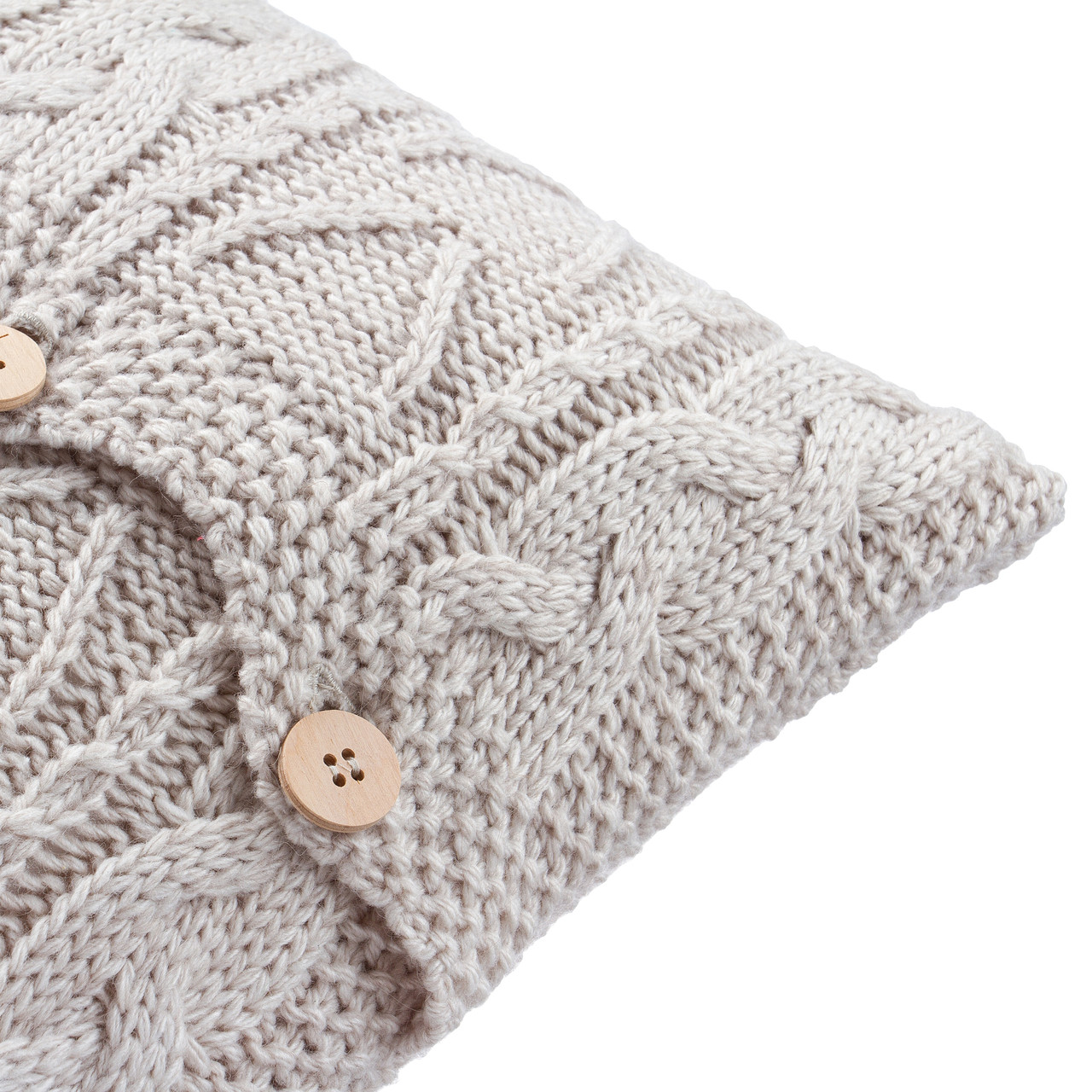 Чохол для подушки в'язаний Ohaina коси 40x40 Linen beige
