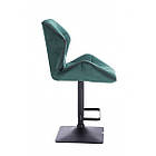 Стілець барний хокер HR212 пляшковий велюр чорна основа квадрат, фото 2