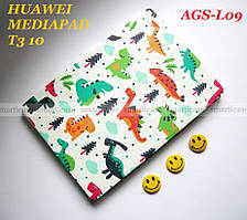 Стійкий дитячий чохол книжка Huawei Mediapad T3 10 (9.6) AGS-L09 (AGS-W09) Динозаврики