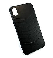 Чехол на iPhone XR накладка бампер силиконовый противоударный под кожу черный