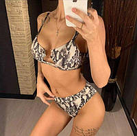 Купальник з принтом змії і кільцем S,L