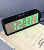 Дзеркальні LED годинник з будильником і термометром DT-6508 Black (зелена підсвітка) (7143), фото 4