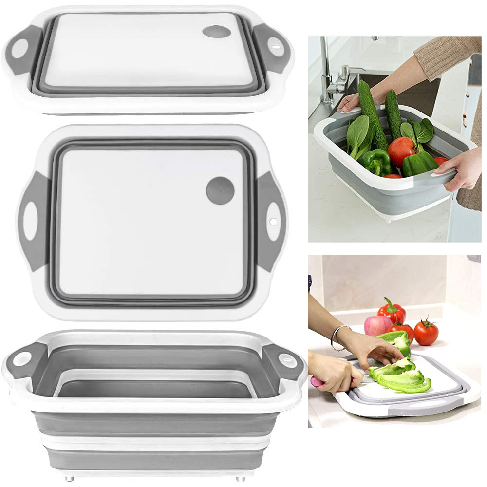 Обробна дошка складна Багатофункціональна миска кошик трансформер для фруктів і овочів Chopper 3 в 1, фото 1