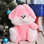 М'яка іграшка заєць Аліна сидячий 35 см рожевий, фото 4
