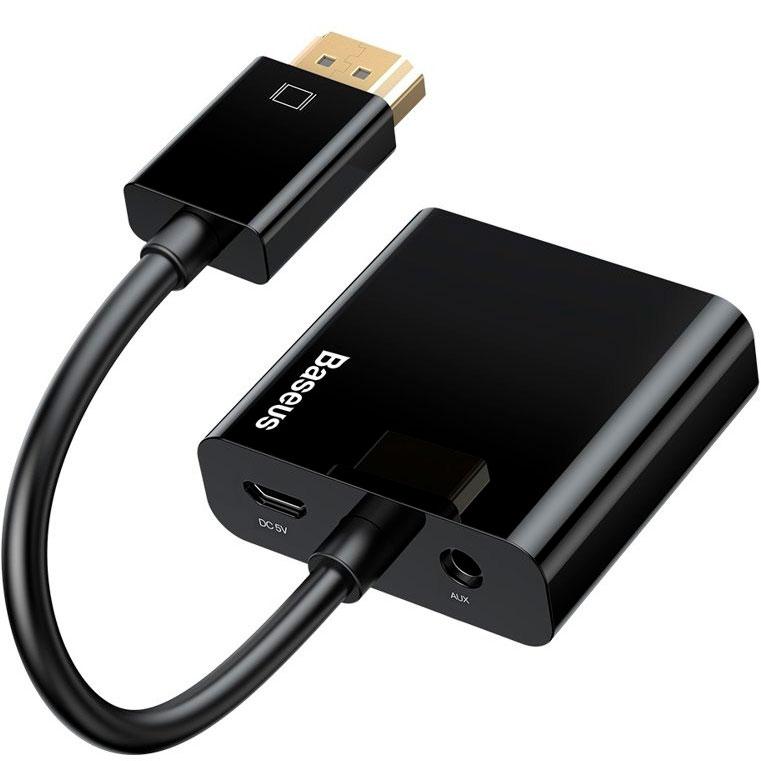 Перехідник Baseus HD Converter HDMI — VGA+micro USB+AUX, Black (CAHUB-AH01)
