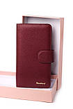 Жіночий бордовий гаманець (клатч) з натуральної шкіри, портмоне Cardinal, шкіряний жіночий гаманець, фото 2