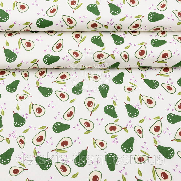 Ранфорс шириною 240 см "Авокадо" на білому (№2907), фото 1