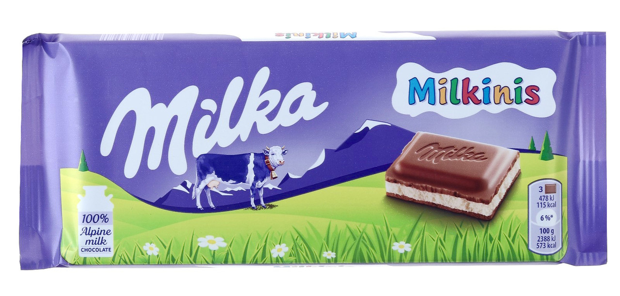 Milka Milkinis Молочний шоколад із вершковою начинкою 100 g, фото 1
