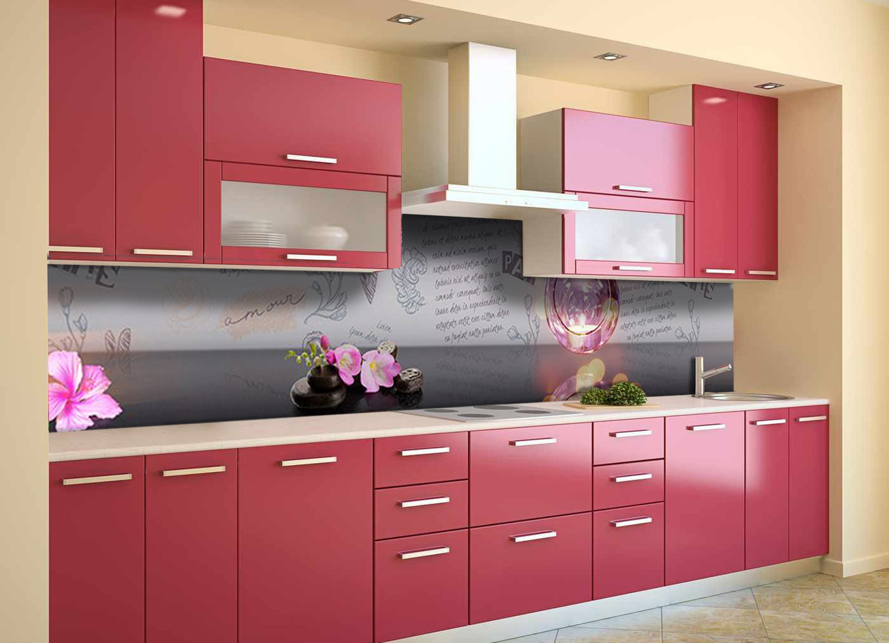 Вініловий кухонний фартух 3Д Абстракція декоративна плівка наклейка скіналі ПВХ квіти каміння Сірий 600*2000 мм