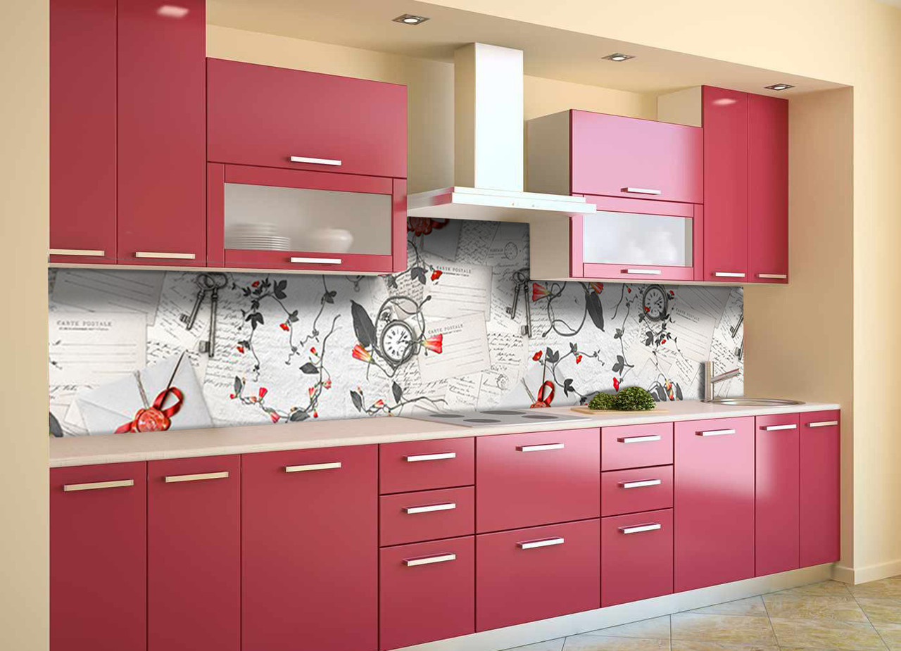 Вініловий кухонний фартух Листи та Квіти Самоклеюча плівка ПВХ написи абстракція Сірий 600*2000 мм