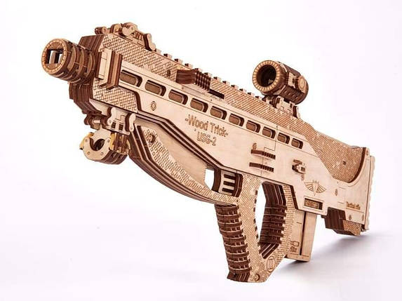 Штурмова гвинтівка USG-2 Wood Trick — механічний дерев'яний 3д пазл конструктор, фото 2