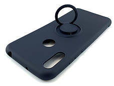 Чохол для Huawei Y6 2019, Y6S накладка з кільцем попсокет силіконовий протиударний синій, фото 2